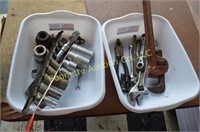Pipe Wrench, Sockets, Cresent Wrench