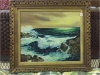 Framed Seascape Painting on Canvas-California