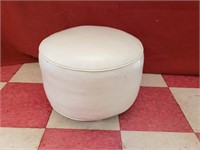 Small White Leather Ottoman On Casters