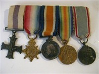 RARE WW1 SET OF 5 MINATURE MEDALS