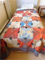Primitive hand stitched patchwork quilt