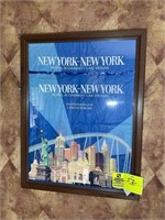 NY NY framed poster 17 in wide 22 in tall
