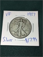 VF 1937 Silver Walking Liberty