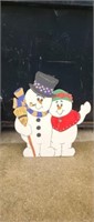 Large custom made wooden snowman decor, 42 in