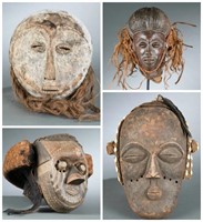 4 Congo style masks. 20th century.
