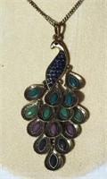 Splendid Peacock Necklace articulated colorful