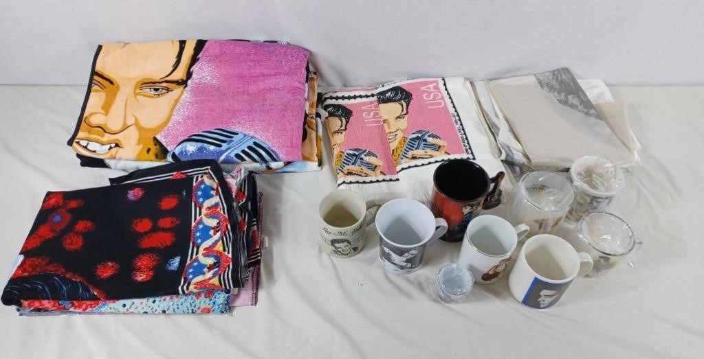 Elvis Presley cups, Mugs, hand towels, beach