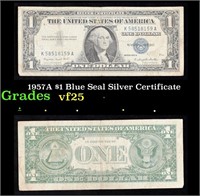 1957A $1 Blue Seal Silver Certificate Grades vf+