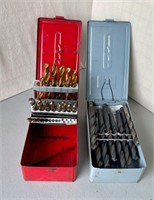 Lot of Drill Bits in Metal Cases