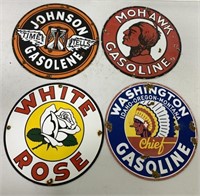 Johnson, Mohawk, WhiteRose, Washington signs