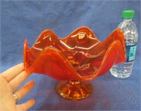 viking glass amberina ruffled bowl