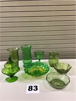 Assorted Olive / Green Glassware