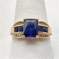 10K Gold Ring Blue Sapphires