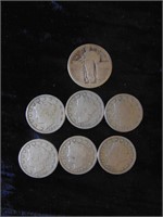 (6) V Nickels (1) Standing Liberty Quarter