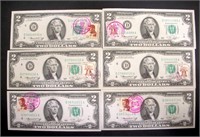 1976 $2 BILLS WITH FIRST DAY ISSUED P.O. CANCELLED