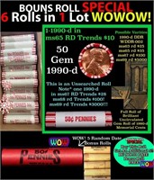 THIS AUCTION ONLY! BU Shotgun Lincoln 1c roll, 199