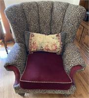 Custom Paul Robert Leopard Red Velvet Armchair