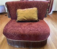 Red Chenille Curve Back Slipper Chair
