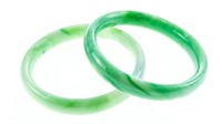 Pair Jade Bangle Cuff Bracelets