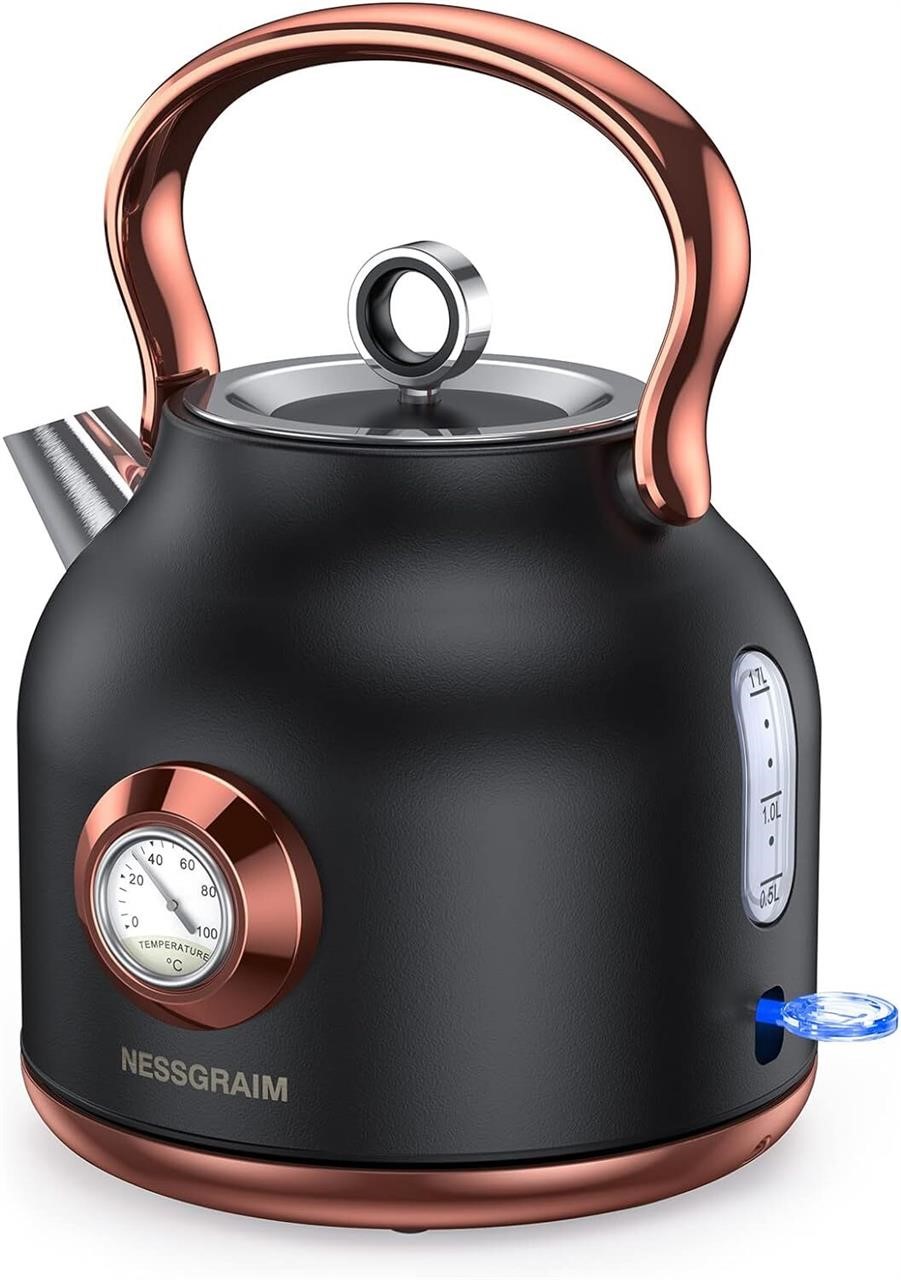 NESSGRAIM Retro Kettle  1.7L  1500W  Black