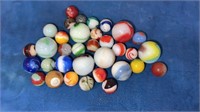 Damaged vintage machine made marbles