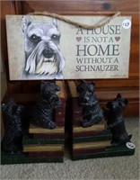 Schnauzer sign and bookends one ear is broken