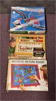 Vintage magnetic toys, musical railroad
