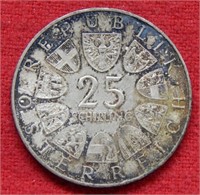 1964 Austria Silver 25 Shilling
