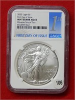 2022 American Eagle NGC Mint Error MS69 1 Oz Silve