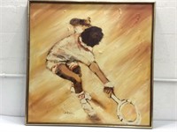 Original Canvas Tennis Art Signed by Candace K15D