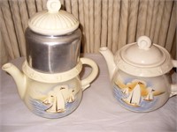 2 Porcelier Coffee Pots & Peculator