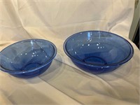 Blue Pyrex Clear Mixing Bowls