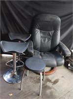 Ekornes MCM Chair, Bar Stools, Foot Stool