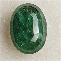 CERT 0.89 Ct Faceted Zambian Emerald, Oval Shape,