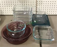 12 piece lot of glass bakeware includes Pyrex,