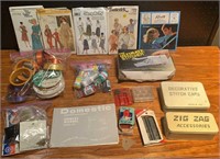 Box of Sewing Accessories and Patterns