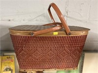 Wicker Covered Picnic Basket