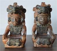 Pair of Terracotta Aztec Style Figures/Vases