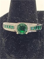 925 Silver Ring Emerald Stone