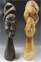 2 AFRICAN WOODEN TRIBAL FIGURES 15"