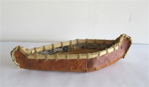 Wood bark canoe 3 1/2" x 19"x 6"