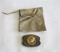 Leather pouch & belt buckle