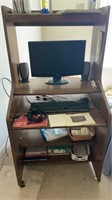 Computer desk monitor and keyboard