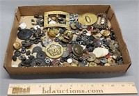 Flat Lot of Antique Buttons and Buckles
