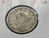 Of) 1907 liberty nickel condition AG