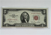 RARE US UNCIRCULATED RED SEAL $2 BANKNOTE BILL