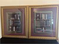 Pair of Framed Library Shelf Prints are 42x36