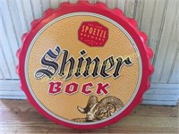 Shiner Boch beer tab style tin beer sign