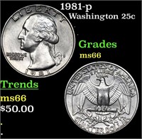 1981-p Washington Quarter 25c Grades GEM+ Unc