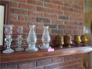 4 Pairs of Vintage Glass Candle Holders (8 Pcs)